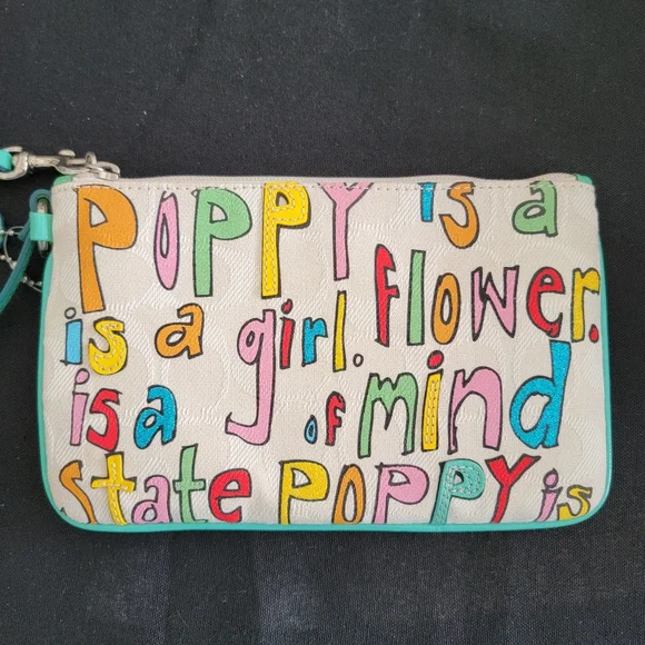 Coach Poppy Signature & Multi-Color Zippered Wristlet - Picture 13 of 14